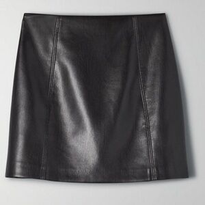 Babaton Black Leather Mini Skirt